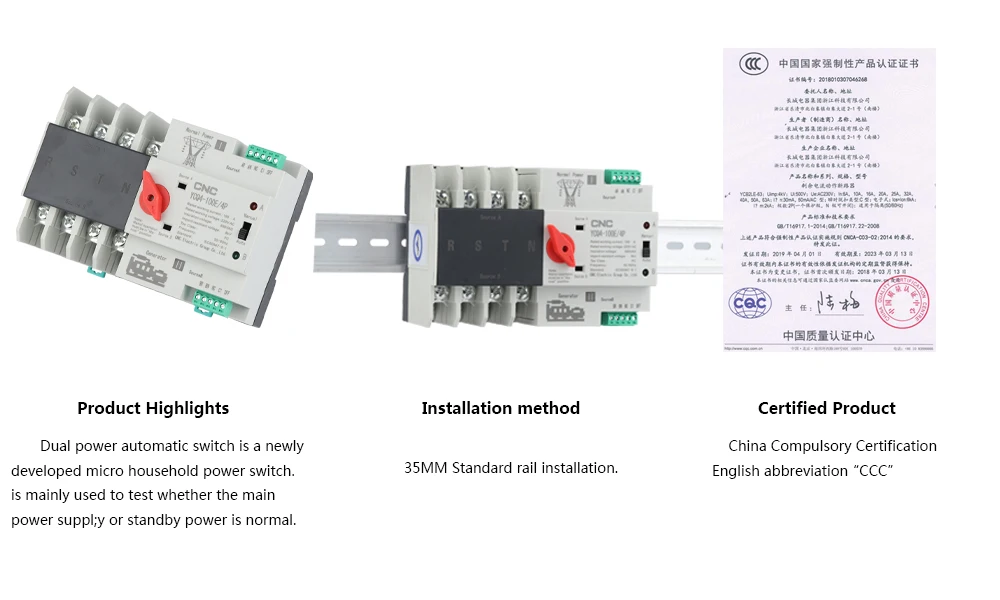 ATS para PV e inversor Dual Power