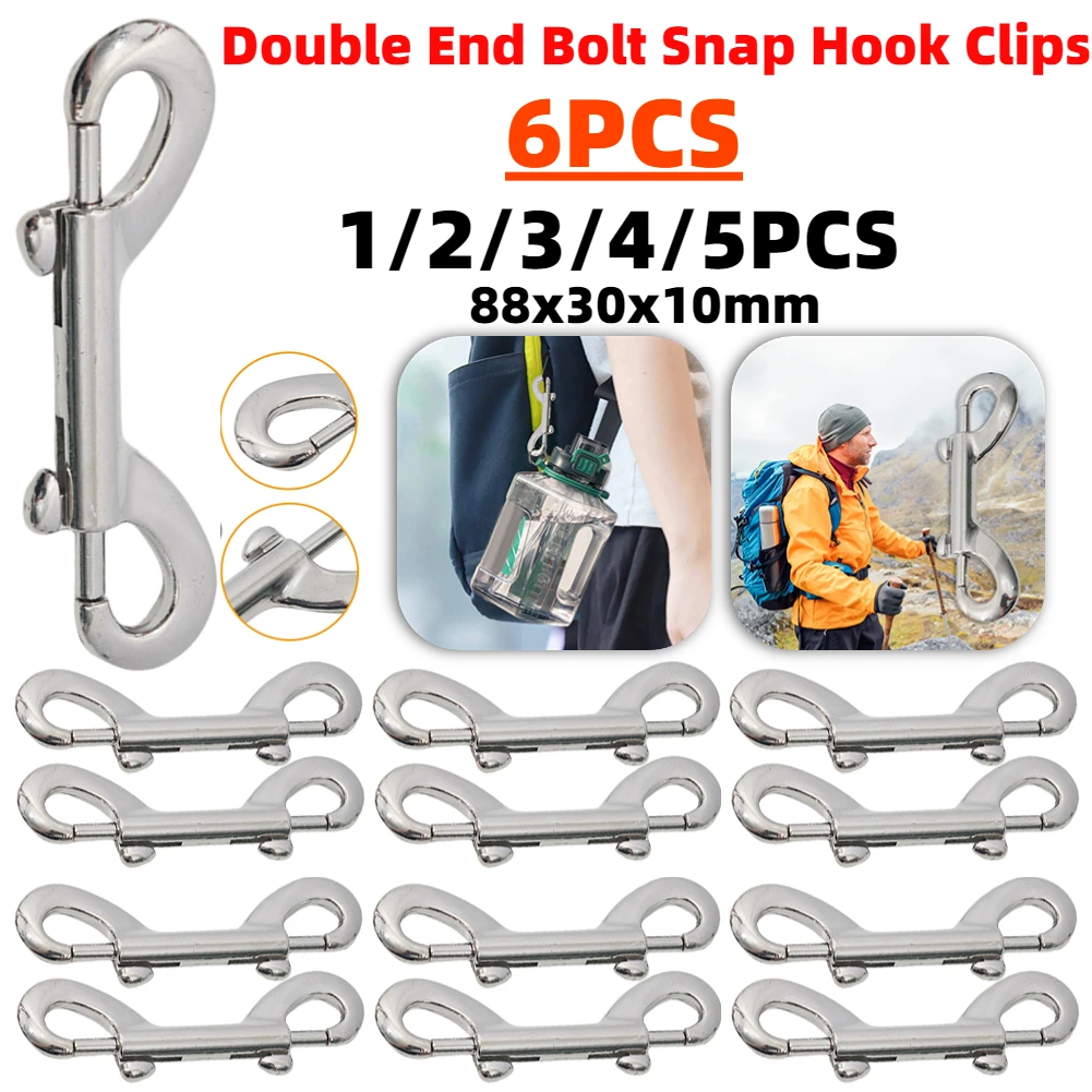 5PCS/Set Silver Snap Hook Clip 316 Stainless Steel Swivel Eye Bolt Snap Spring Hook Double Ended Hook Eye Bolt Snap Hook