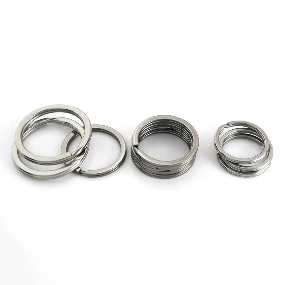 Metal Keyring 5pcs Flat-wire Double Loop 15-38mm DIY Leather Craft Hardware