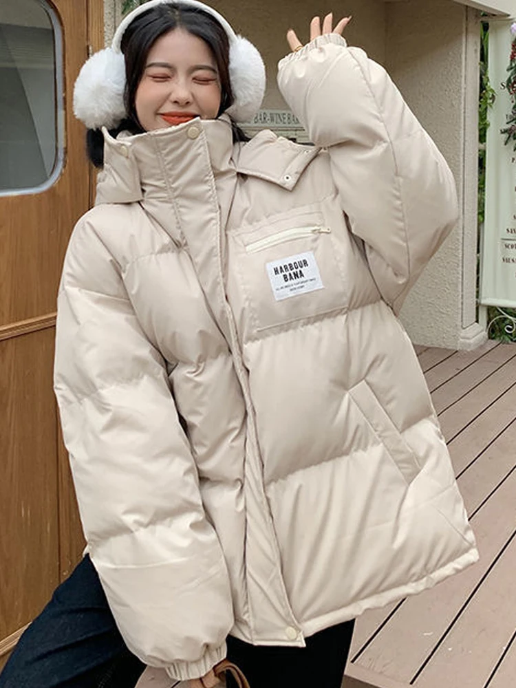 Down Padding Jackets Women Winter Warm Hooded Parkas Female Oversized Fashion Thick Coat Ladies Casual Loose Warm Puffer Jacket
