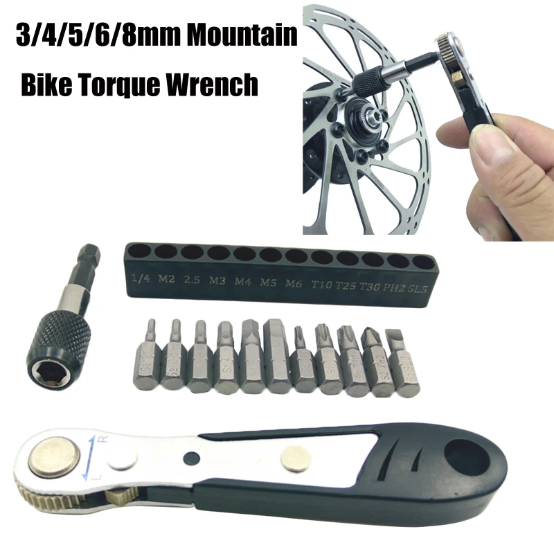 3/4/5/6/8mm Mountain Bike Torque Wrench Bike Ratchet Disc Quick Wrench