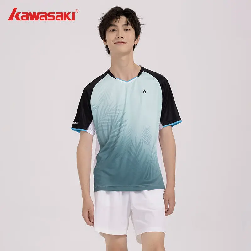 Kawasaki Badminton Clothing 24 New B1964 Team Competition Male and Female Couple Short Sleeve T-shirt