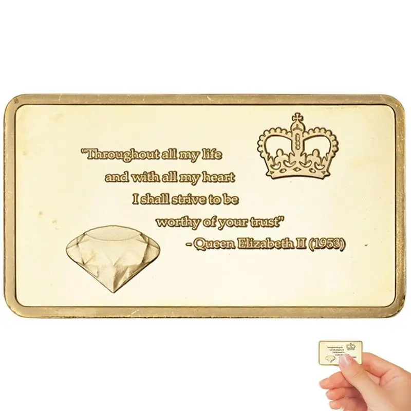 

Queen Elizabeth Collectible Gold Plated Bar Her Majesty The Queen Elizabeth II Commemorative Coins Crown And Diamond