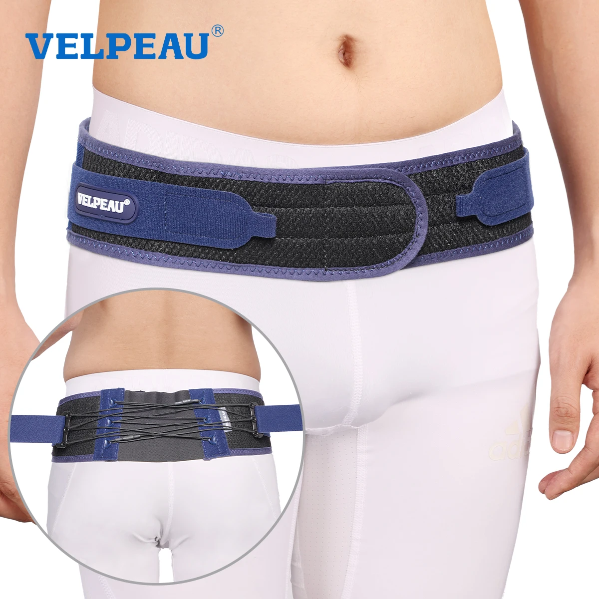 VELPEAU Sacroiliac Si Joint Hip Belt for Men and Women Adjustable Pelvis Support Belt for Sciatica Lower Back and Lumbar Pain