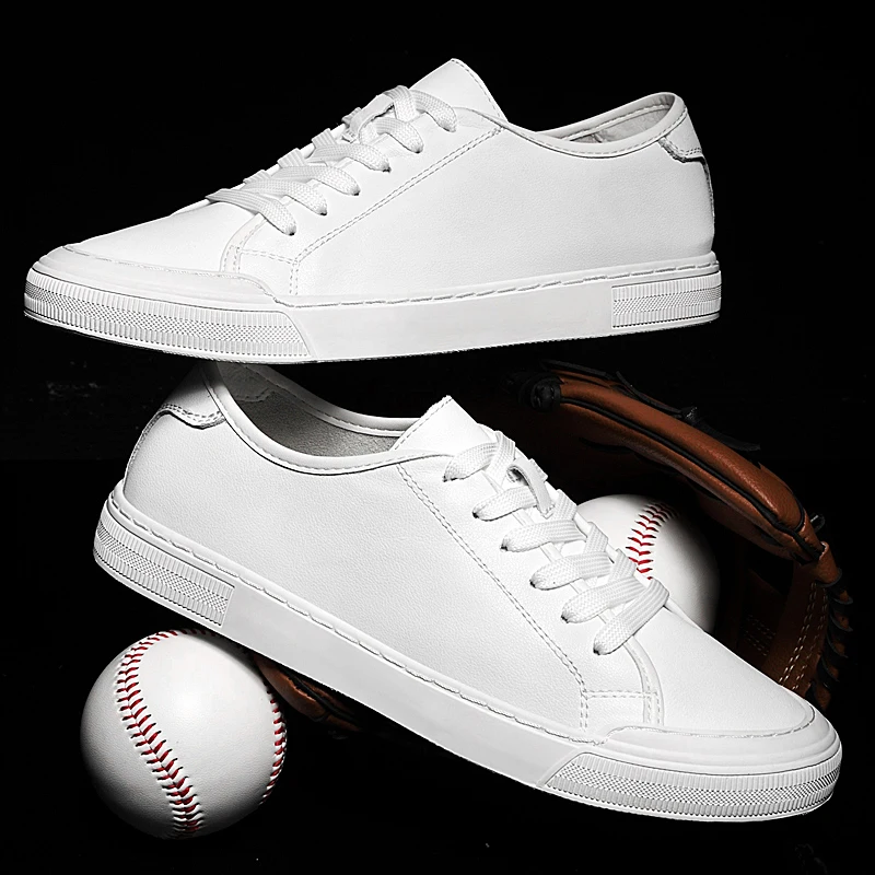 Mens Casual Shoes Luxury Real Leather Sneakers Leisure Walk Vulcanize Shoes Versatile Skateboard Footwear Trainers