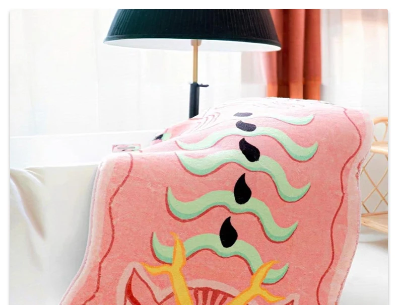 Description Picture 2 of itemBedroom Rug Soft Fluffy Carpet Living Room Area Rugs Bedside Home Decoration Pink Dragon Floor Mat Shaggy Ковер Мягкий Пушистый