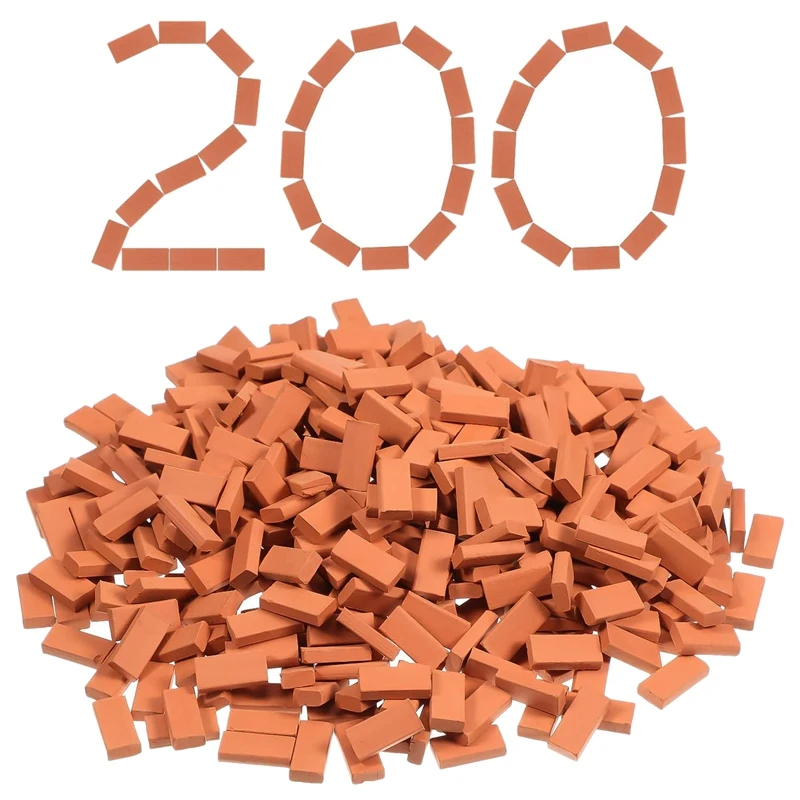 

200 Pieces Mini Bricks for Landscaping Miniature Bricks Brick Wall Small Bricks for Dollhouse Garden Parts,1/35 Scale