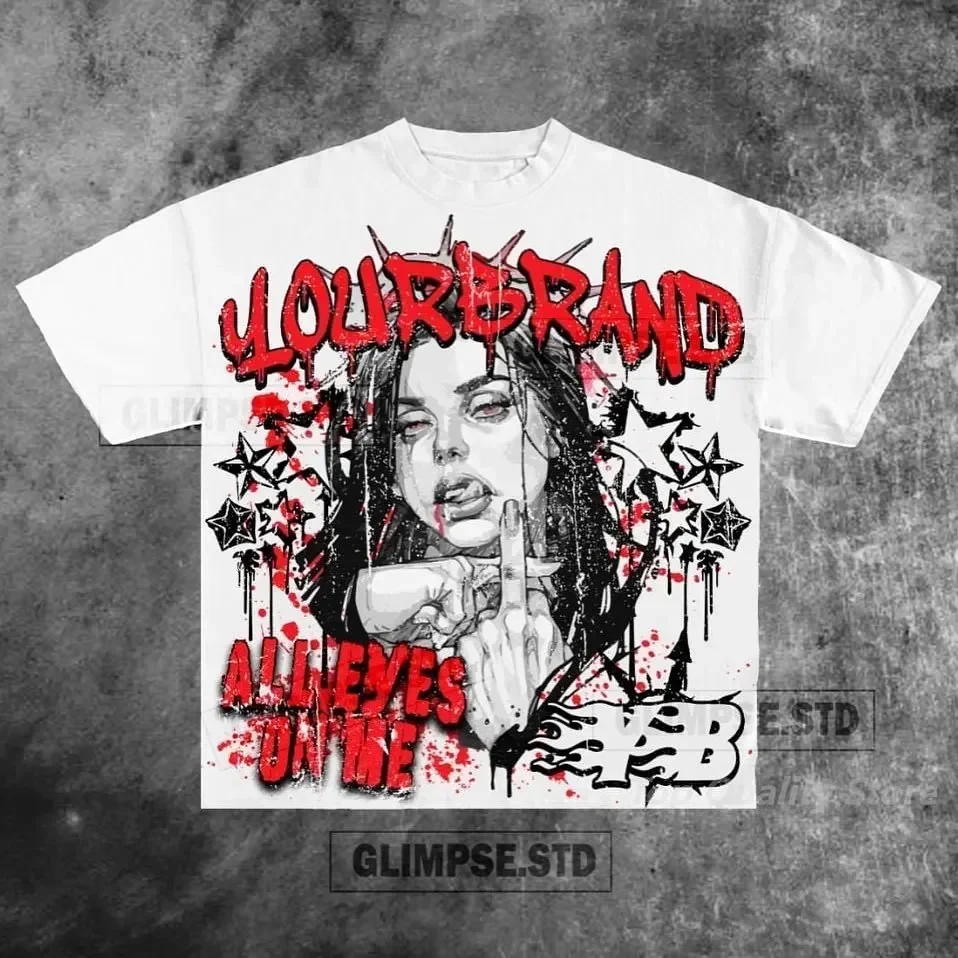 

High street Harajuku Big Letter Print oversized graphic t shirts gothic all cotton shirts Couples y2k tops goth women clothes