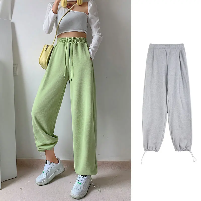 

Women Wide Leg pants Jogging Sweatpants Baggy Running Sports Pants Joggers High Waist Sweat Casual Female Trousers