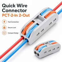 10PCS  PCT Quick Wire Push-in Connector 2 in 2 Out 2-Position Splice Terminal Block for Universal Electrical Cable Durable 1