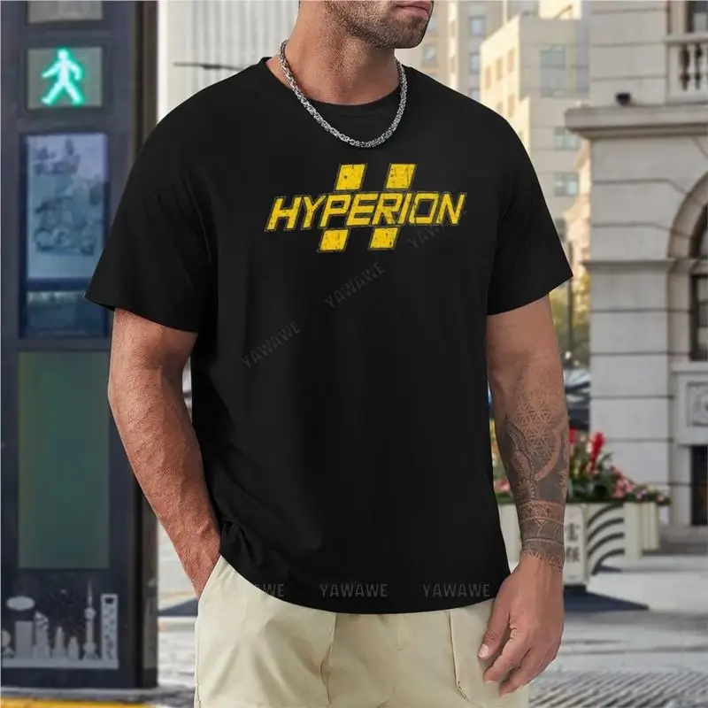 

Футболка мужская с круглым вырезом, хлопковая тенниска blackHyperion, Винтажная Майка, лето
