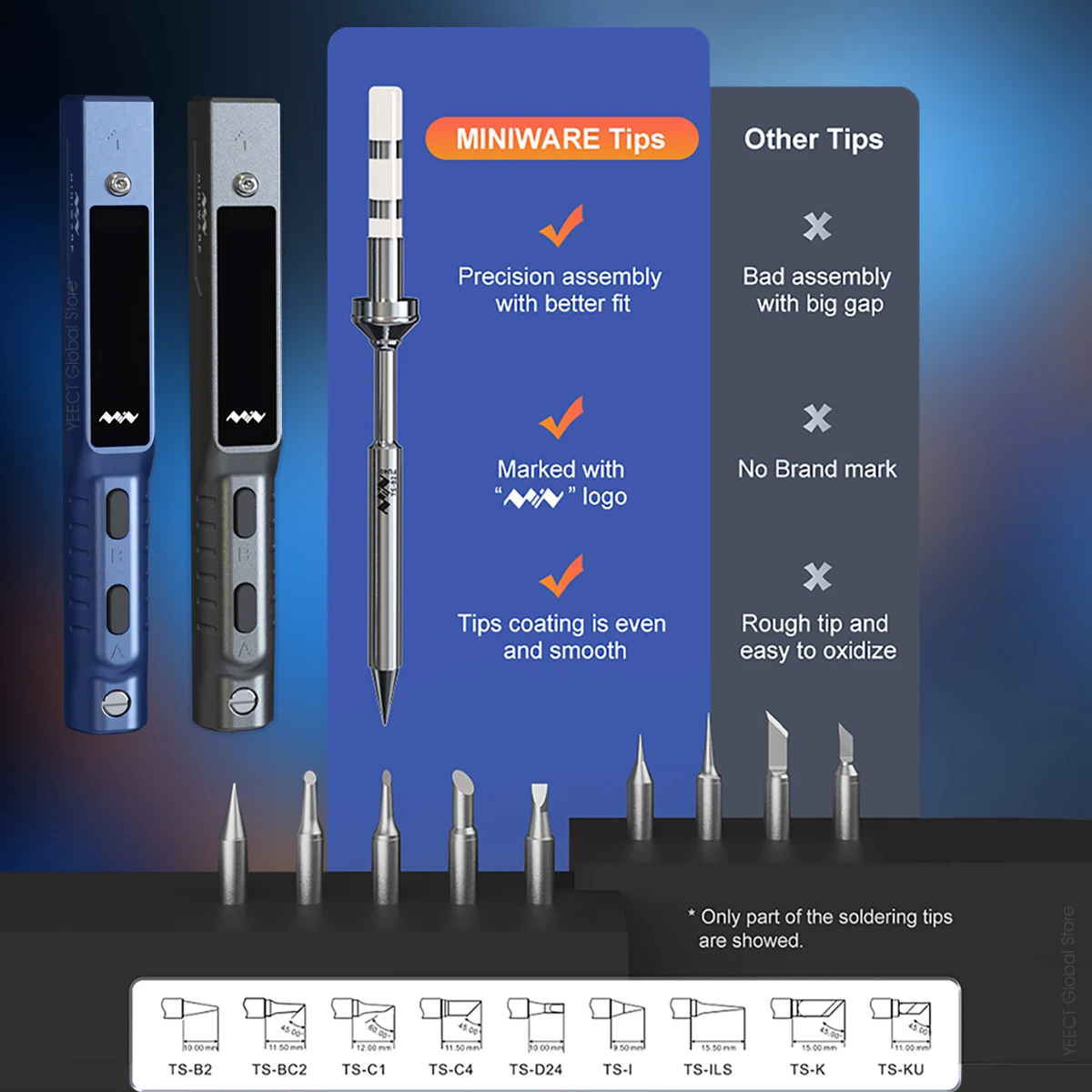 파란색 오리지널 전기 납땜 인두, 90W 온도 조절 가능, TS 101 미니 납땜 인두, PD 플러그 포함, TS100 업그레이드, 신제품