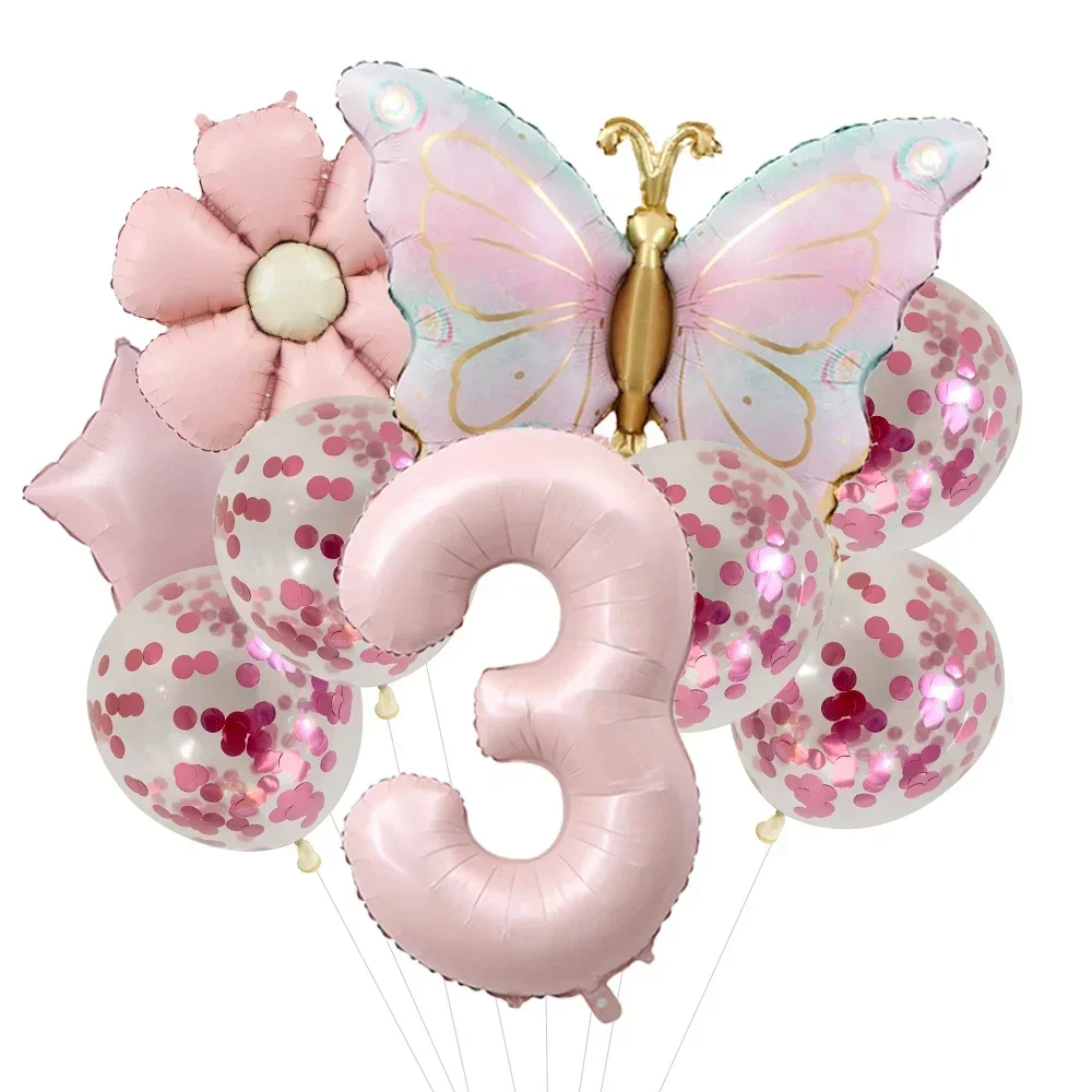 Pink Butterfly Foil Balloons for 5th Birthday Party Décor