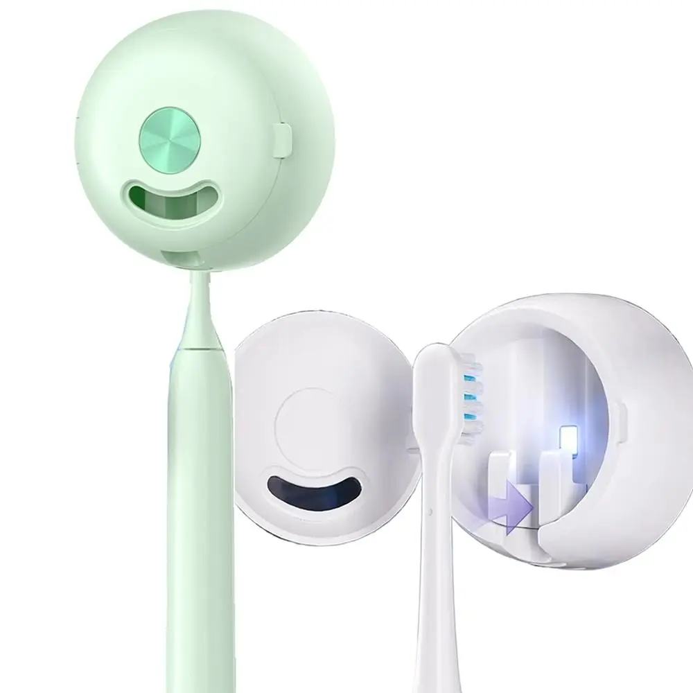 Wall Mounted 2 in 1 Toothbrush Holder Self-adhesive Self-Draining UV Light Toothbrush Cleaner Multifunctional Effective