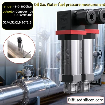 เครื่องส่งสัญญาณความดันไฮดรอลิกดิจิตอล4 20mA 0-10V น้ำแก๊สน้ำมันเซนเซอร์วัดความดันเหลว G1/4 "12-36V 0-1bar 10bar 1