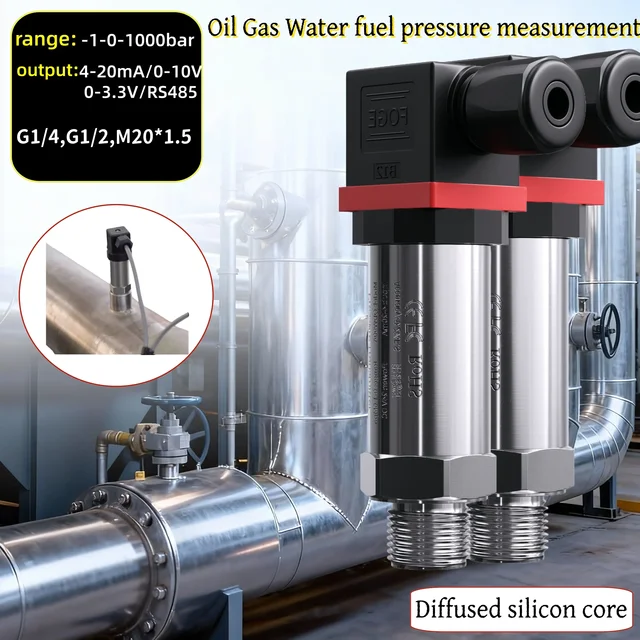 เครื่องส่งสัญญาณความดันไฮดรอลิกดิจิตอล4 20mA 0-10V น้ำแก๊สน้ำมันเซนเซอร์วัดความดันเหลว G1/4 "12-36V 0-1bar 10bar 1