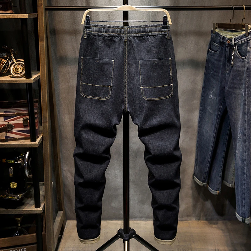 Spring Summer Mens Thin Jeans Plus Size Loose Hip Hop Harem Pants Fashion Elasticity Black Denim Trousers Streetwear 5XL 6XL 7XL 2