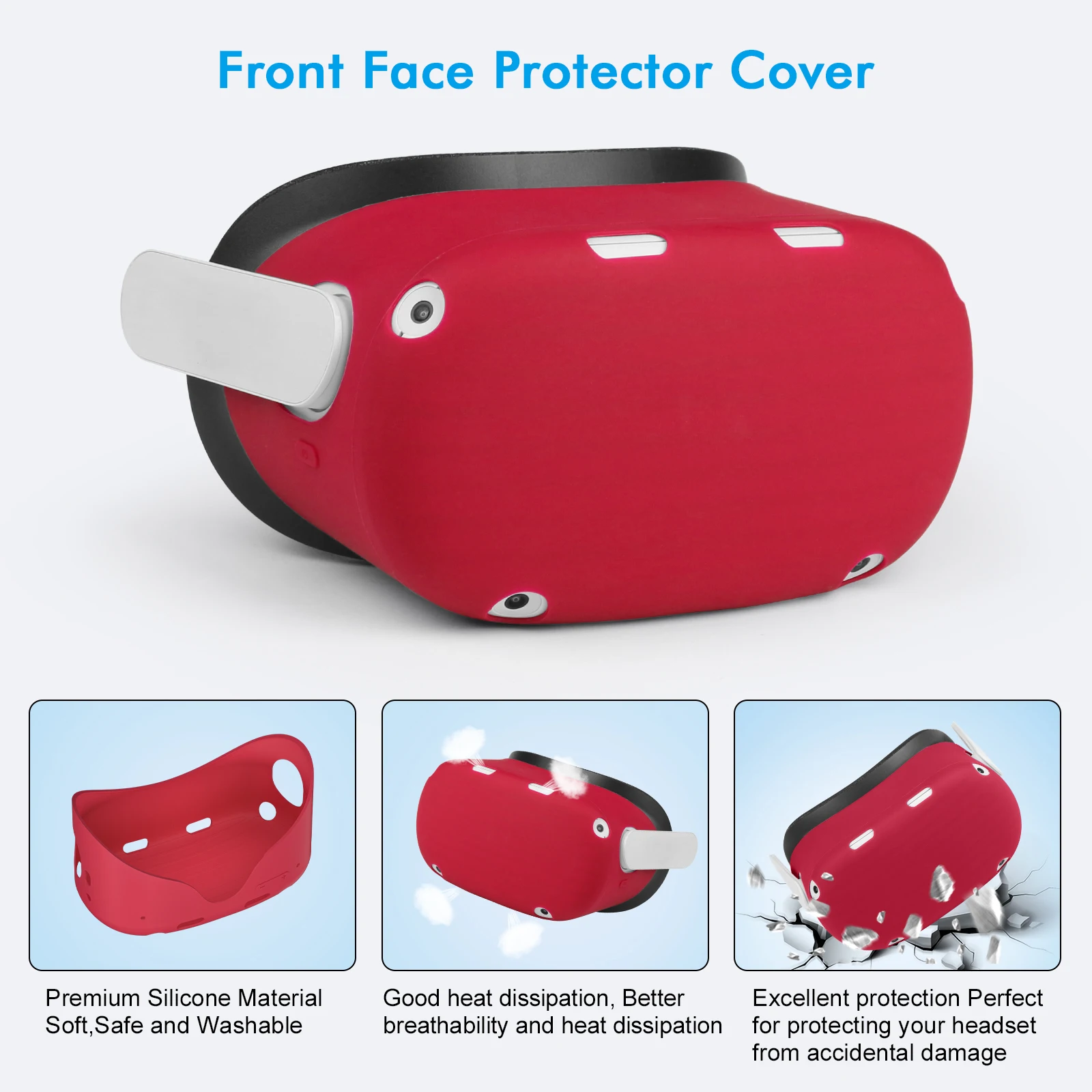 Escudo para Oculus Fone de Ouvido Acessórios para Quest2 Silicone Capa Protetora Case Quest 2 vr Cabeça Rosto Almofada Olho Punho Aperto - Image 2