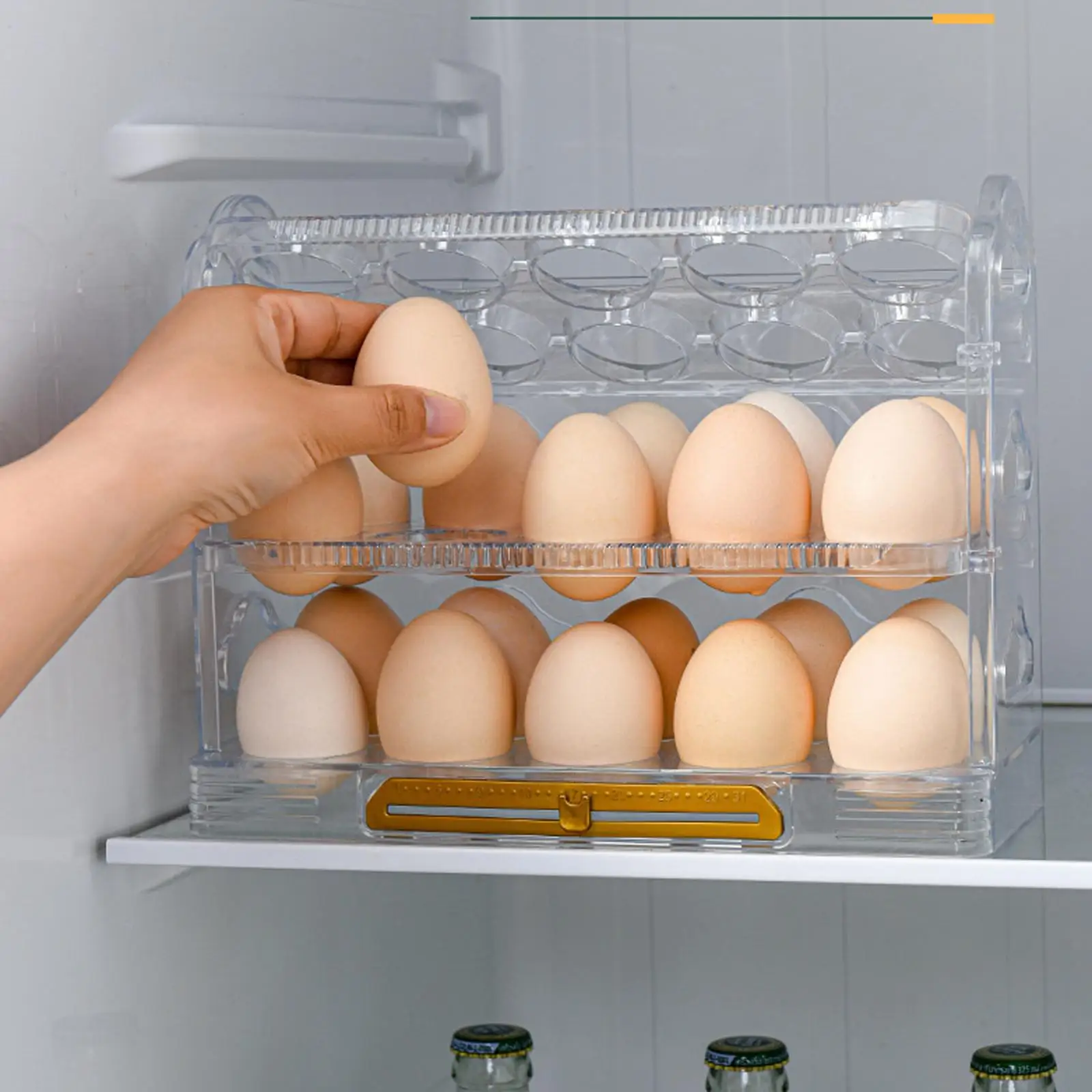 Soporte giratorio para huevos de 30 rejillas, organizador de huevos de  nevera de 3 niveles, ahorro