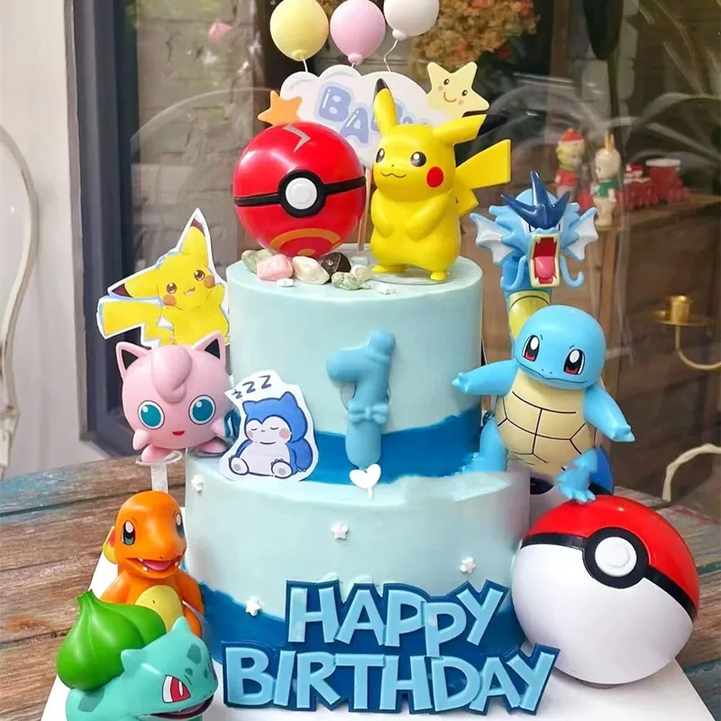 

TAKARA TOMY Pokemon 6PCS/Set Anime Figure Pikachu Charmander Squirtle PVC Cake Car Decoration Ornaments Action Figure Toy Model