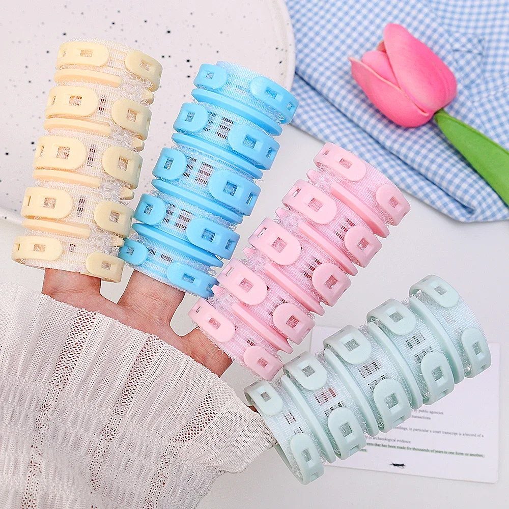 1-4pcs No Heat Air Bangs Rollers Curlers Plastic Random Color Self-adhesive Bangs Curler Hook & Loop DIY Styling Tools for Women