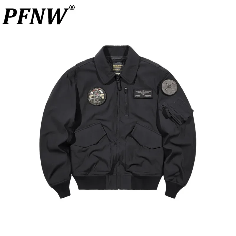 

PFNW Men's Tide Spring Autumn New Embroidered Badge Baseball Jacket American High Street Workwear Punk Gothic Chic Coat 12Z4964