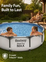 Ensemble de piscine Steel Pro MAX 305x76 cm, piscine ronde gonflable pour la famille, la cour, le jardin, avec parois renforcées Tritech, système FrameLink, installation facile, plaisir estival durable 8