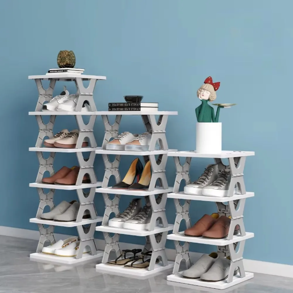 Foldable Shoe Rack Storage Household Multistorey Moisture-Proof Plastic Shoes Rack Door Entrance Vertical Collapsible Shoe Shelf shoe rack