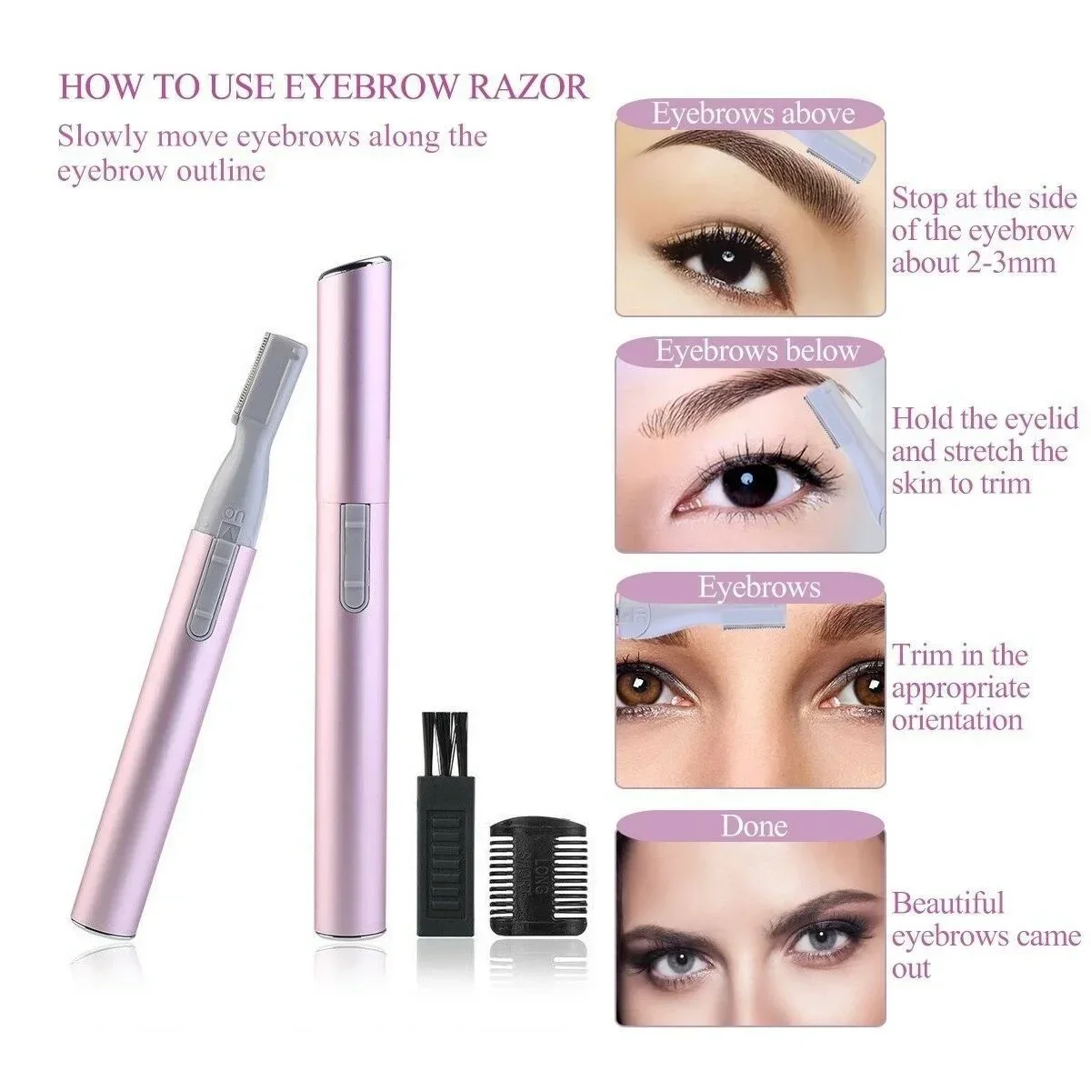 KISMIS Electric Eyebrow Trimmer Makeup Painless Epilator Mini Razor Portable Facial Epilator Body Facial Hair