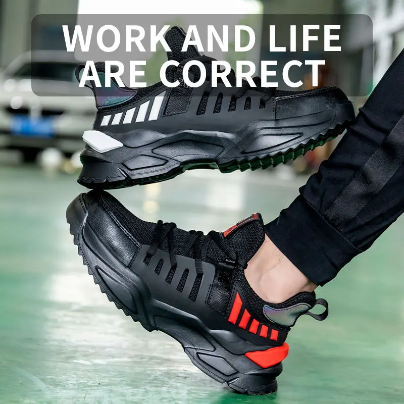 Big Size 36-48 Men Safety Work Boots Outdoor Hiking Shoes Women Sneakers Anti-smash Puncture Resistant Steel Toe Cap Shoes