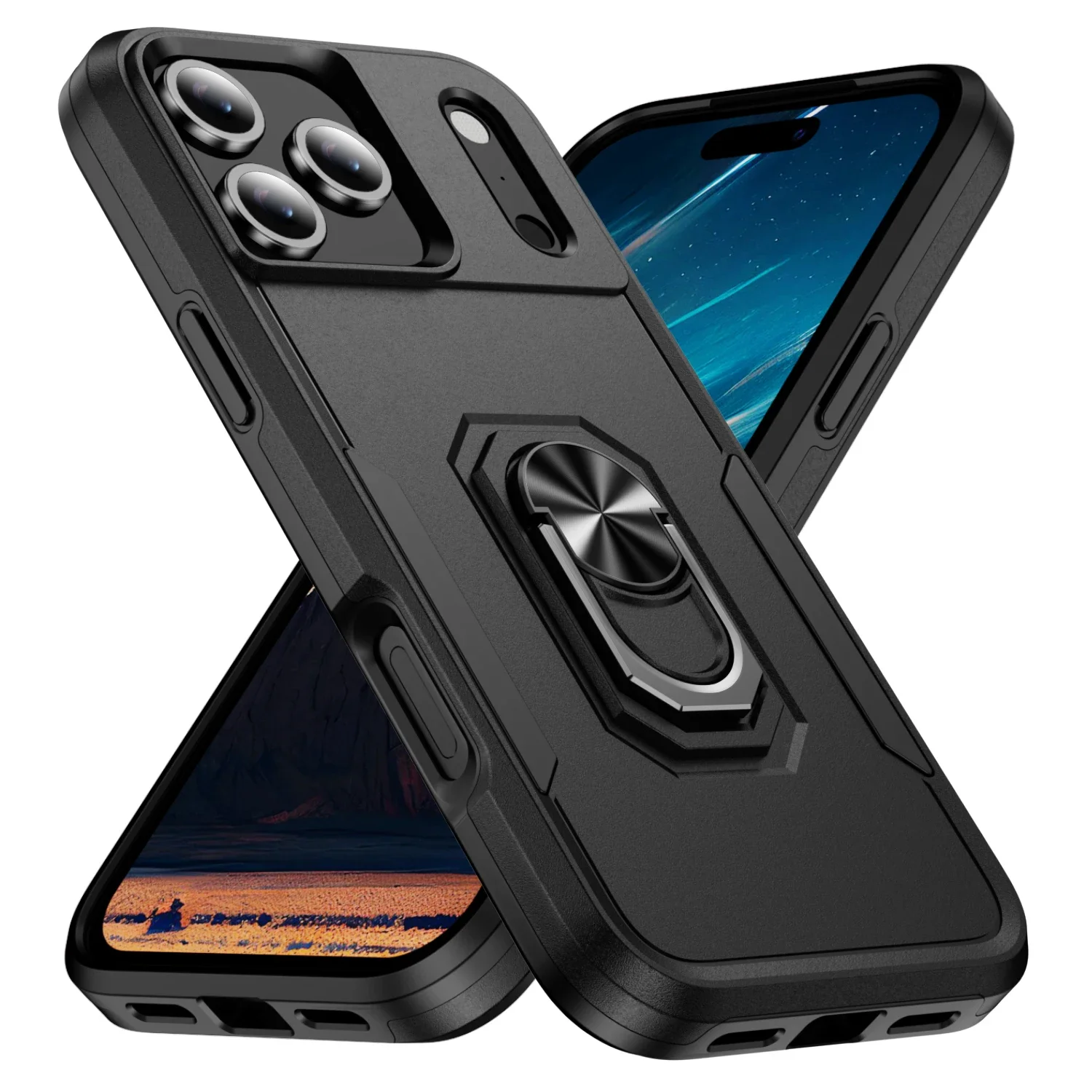 Military Grade Armor Case with Metal Stand and Ring Holder - Durable Coque Cover
