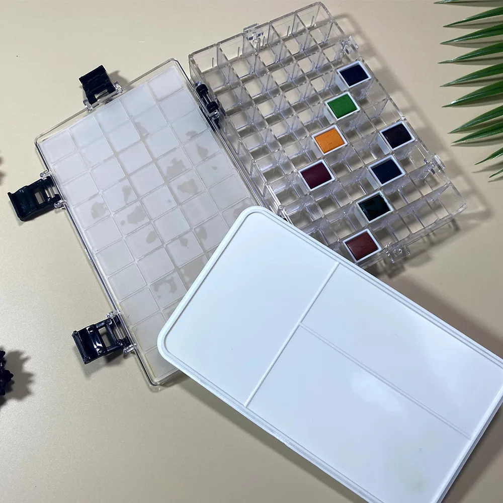 SeamiArt 50 Grids Plastic Airtight Pigment Palette Multi-function Moisturizing Watercolor Painting Box for Art Supplies 2