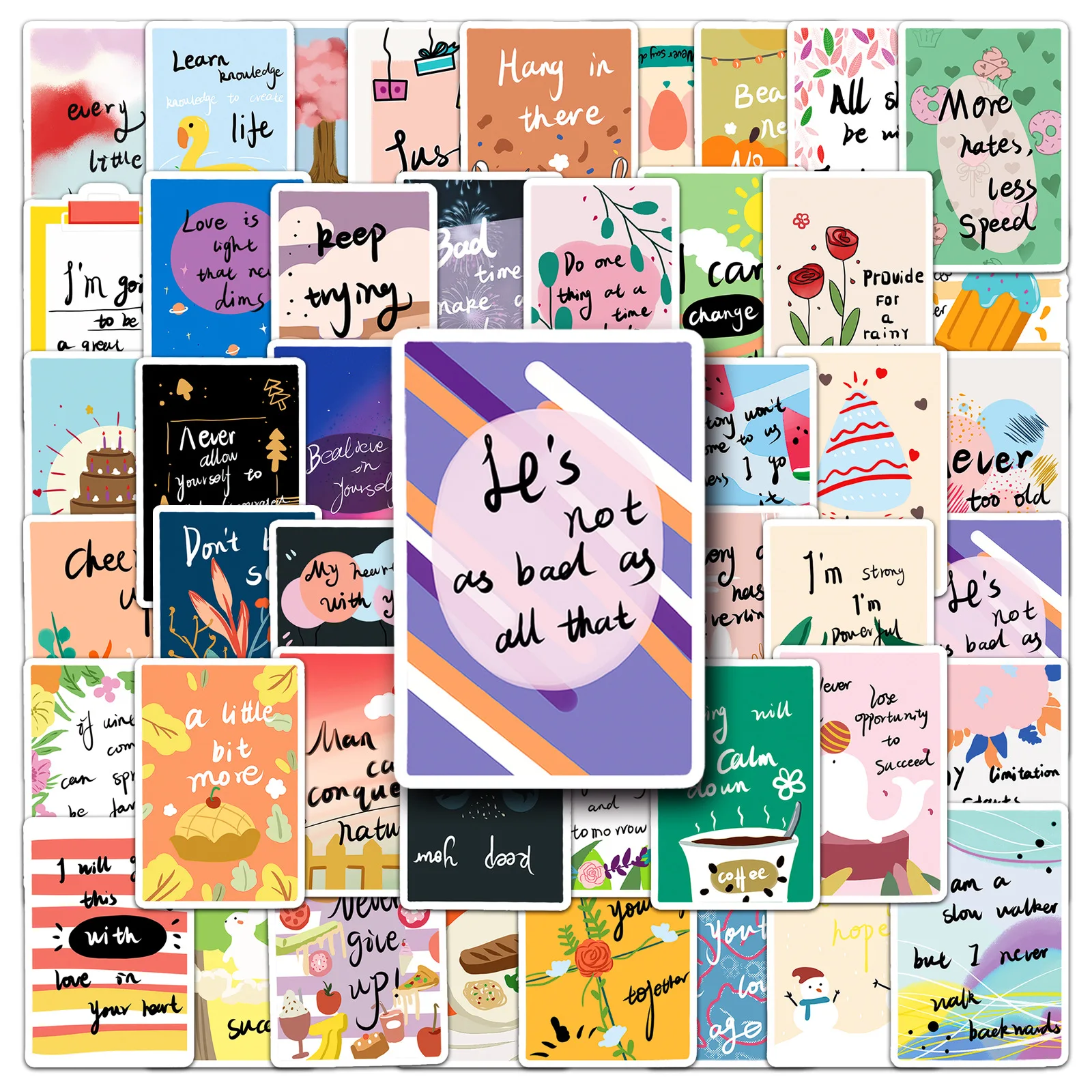 

50Pcs Cartoon Inspirational Series Graffiti Stickers Suitable for Laptop Helmets Desktop Decoration DIY Stickers Toys Wholesale