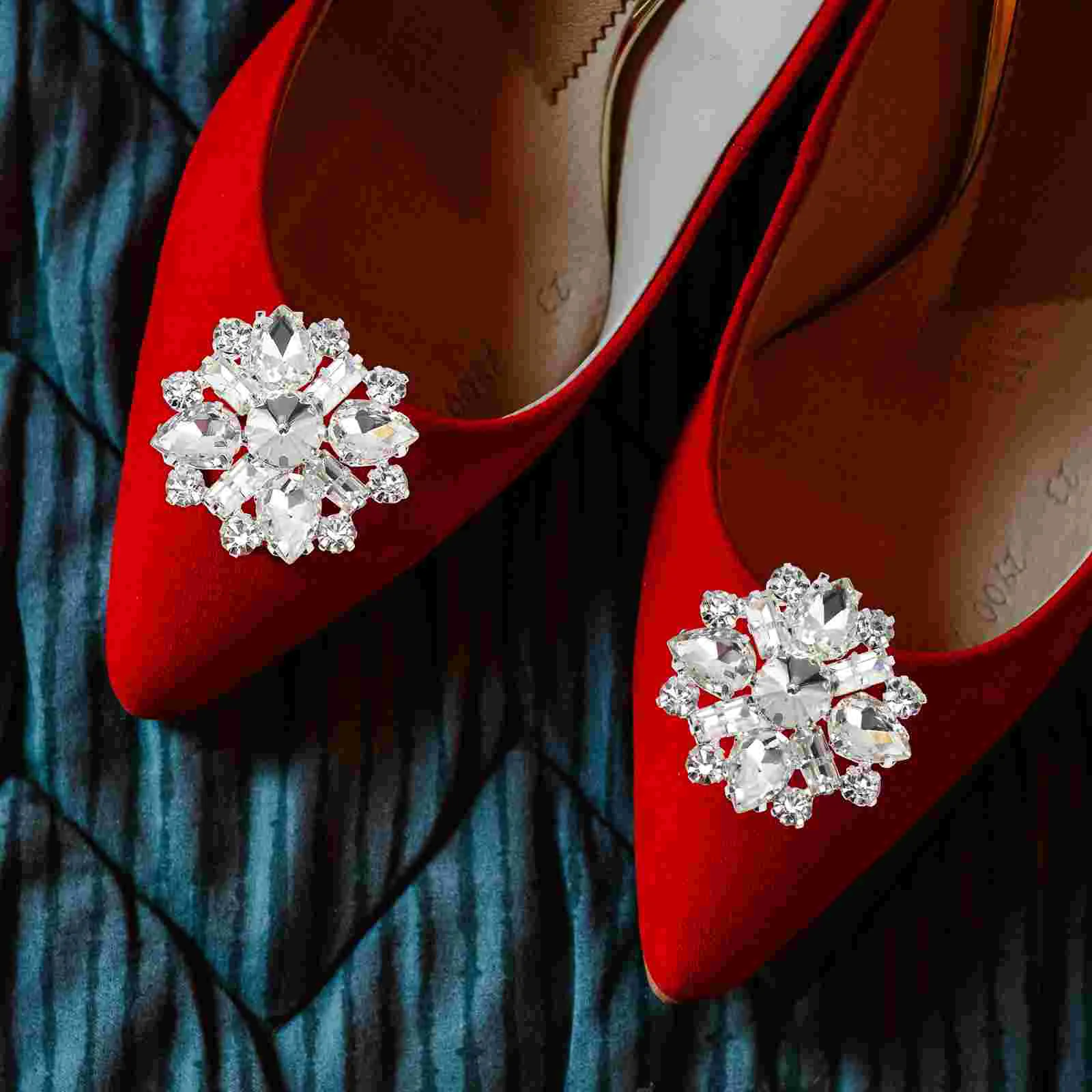 

1 Pair Bride Rhinestone Shoe Buckles Shoe Clips DIY Craft Headdress Hat Shoe Decoration Wedding Party