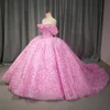 Ball Gown Pink Quinceanera Dress 2024 Short Sleeves Gril Sweet 15 16 Birthday Party Gown Pageant vestido de novia 6798 3