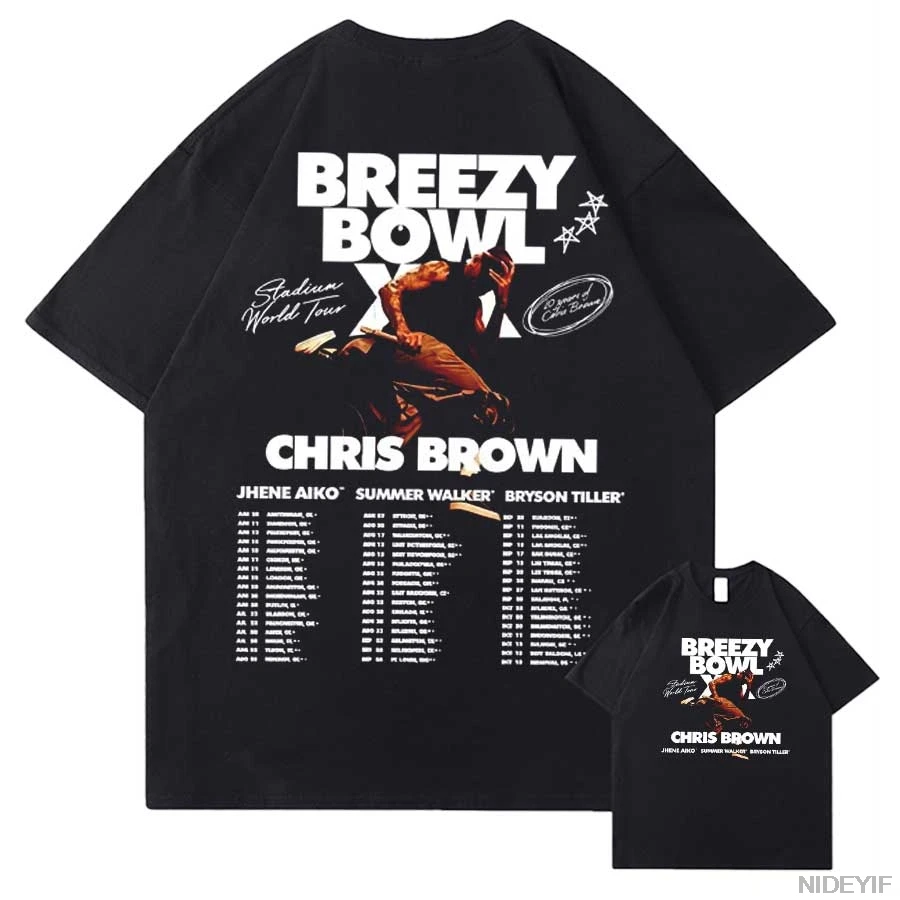 Chris Brown Breezy Bowl XX Tour 2025 T shirt for Men Women Hiphop