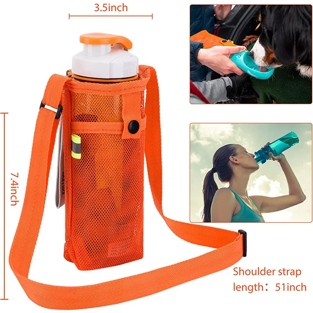 

Portable Water Bottle Bag Adjustable Shoulder Strap Mesh Bottle Bag For Outdoor Hiking Sports Gym