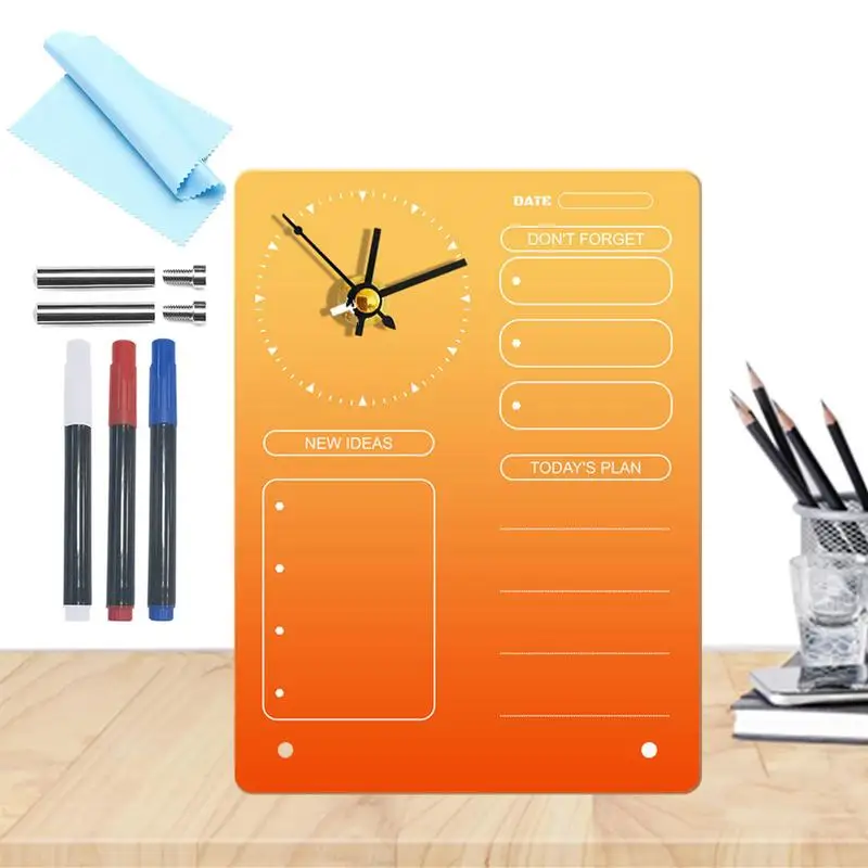 

Акриловая доска для сухого стирания дизайн часов планировщик немагнитная настенная доска без рамки портативная доска для записей акриловая доска для