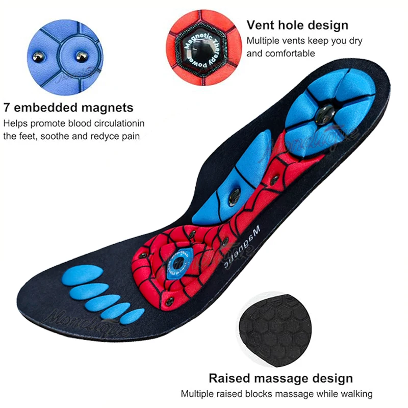 Acupressure Foot Insoles Magnet Technology Support Insole Flat Feet High Arch Support Inserts Anti-fatigue Health Care Shoe Pads