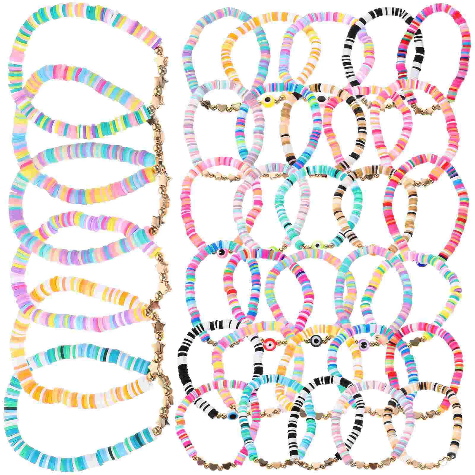 

36 Pcs Friendship Bracelet Charm Bracelets for Women Beads Set Bohemian Beaded Polymer Clay Miss