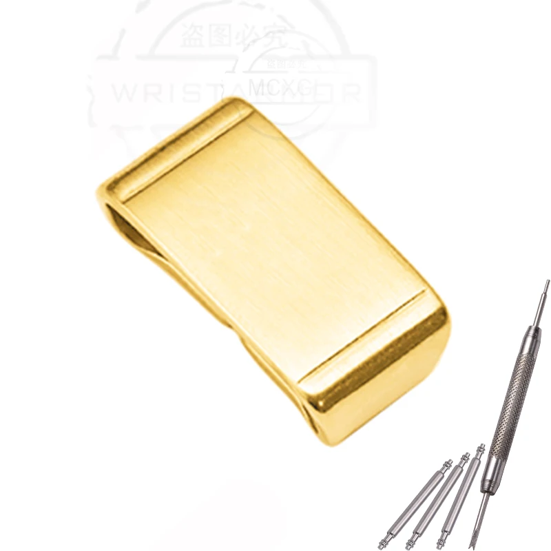 Stainless Steel Watch Band Strap Holder Loop and Bezel Buckle