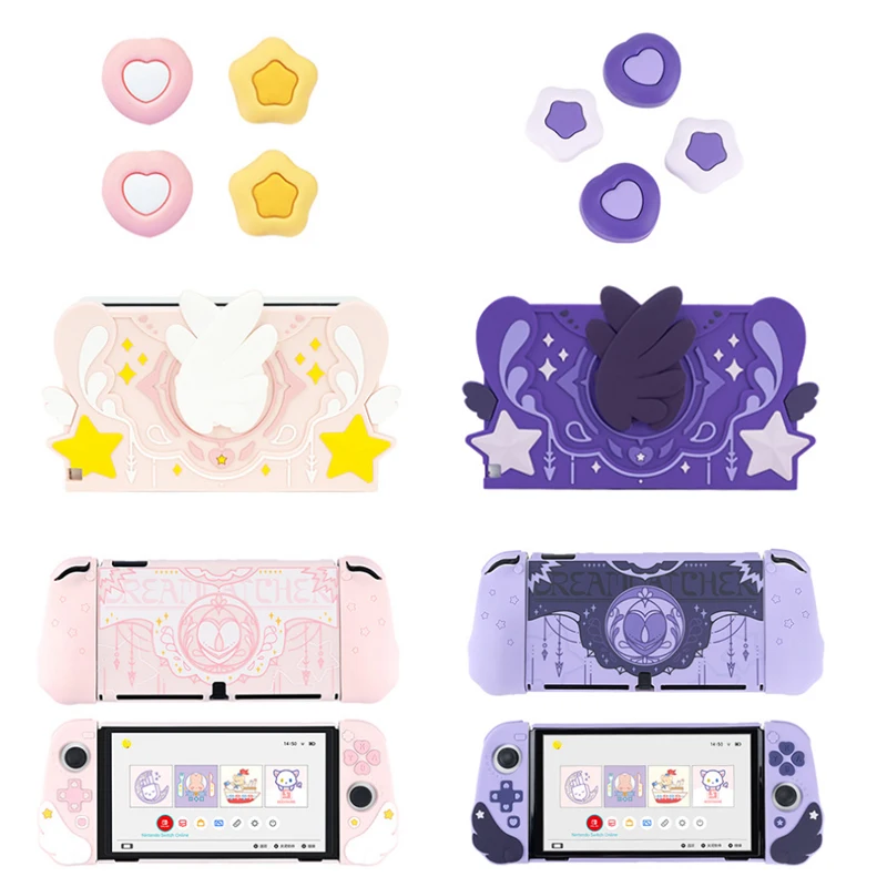 Star Wings Tv Dock Charger Protezione In Silicone Per Switch/Ns Oled Hard Case Joy-Con Soft Hand Grip Shell Thumb Stick Cap Cover
