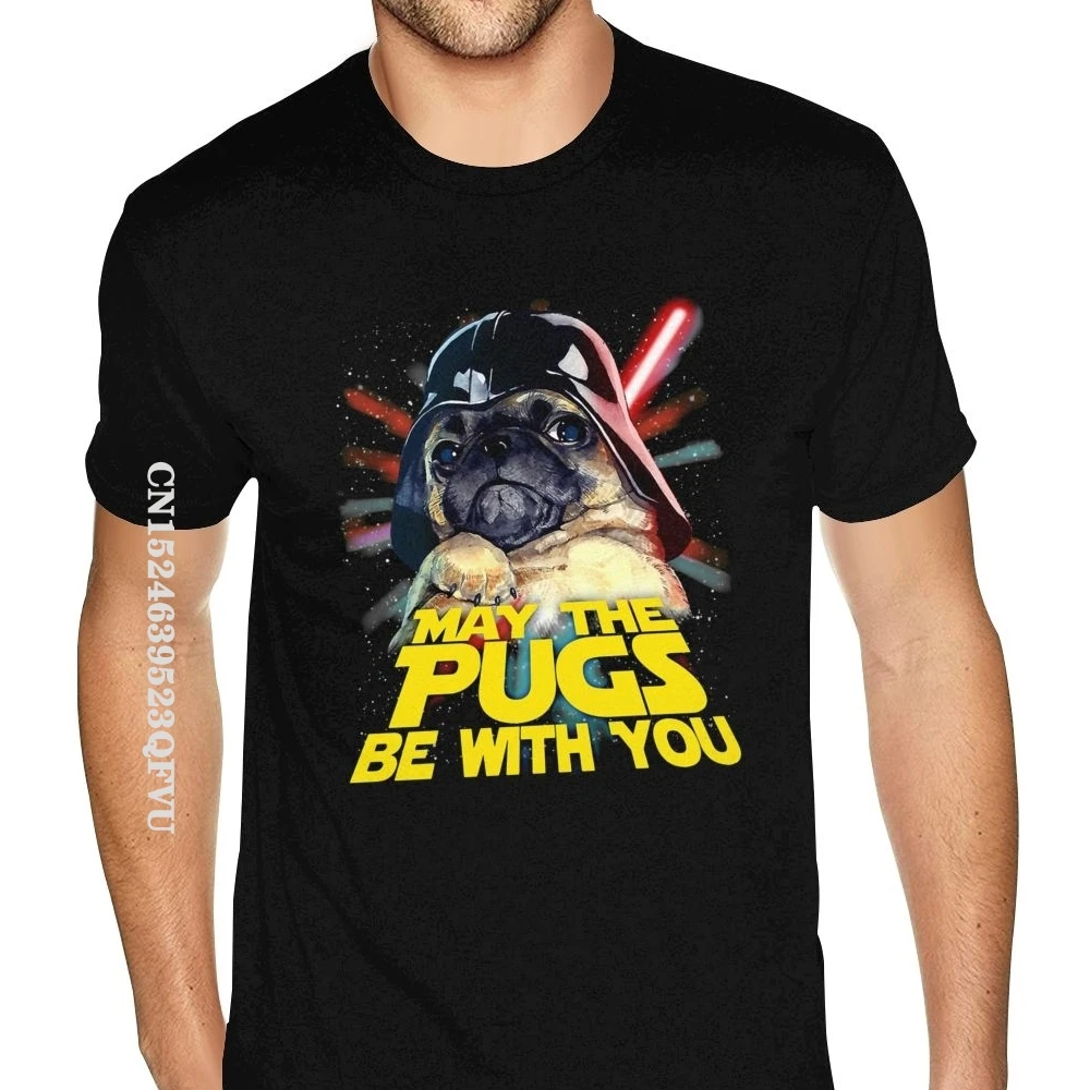 

May The Pugs Be With You Tees Shirt Guys Oversized T-Shirt Men's Gothic Anime Tshirt Fashionable Brand Top Vintage Tee Shirt