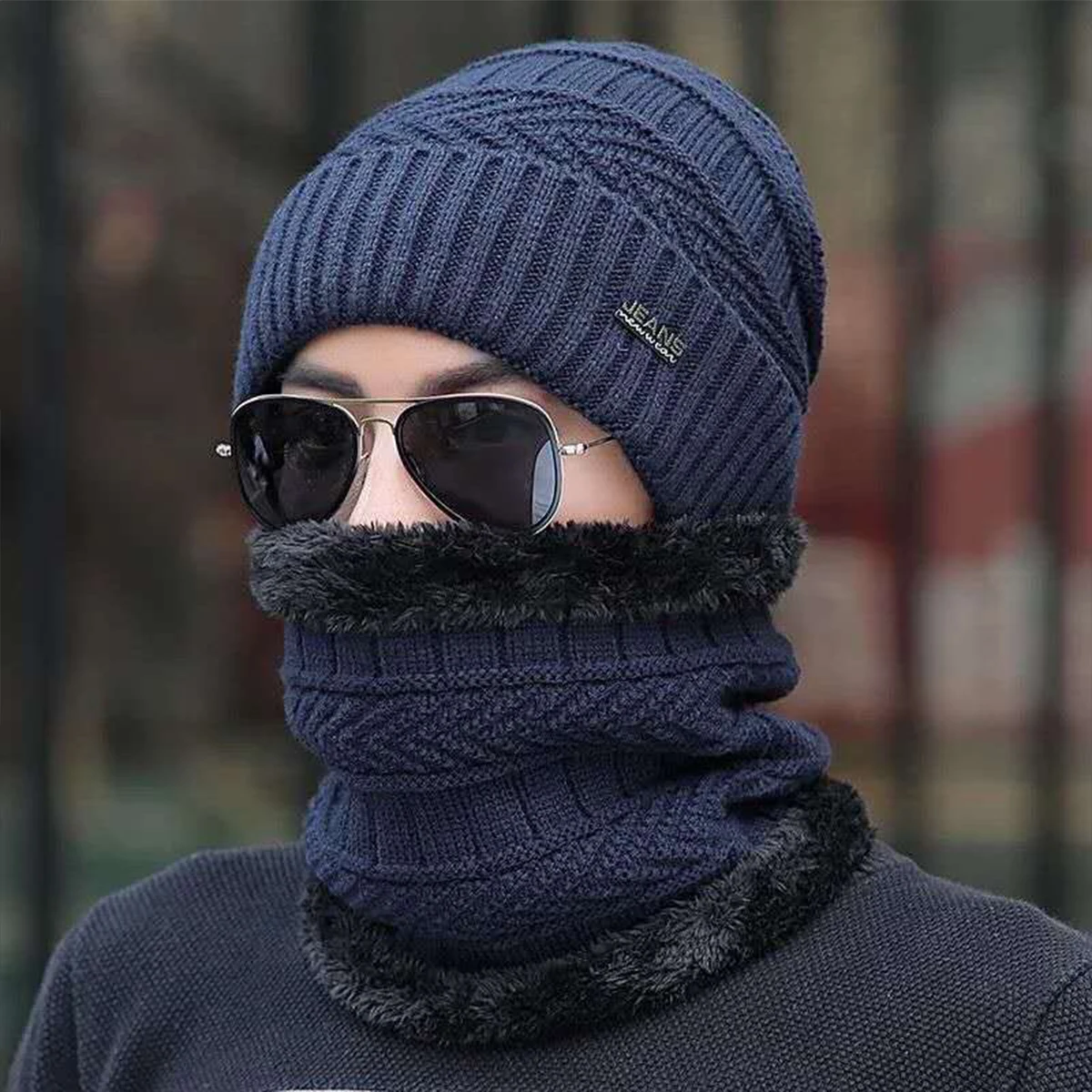 Winter Balaclava Women Knitted Hat Scarf Caps Neck Warmer Winter Hats For Men Women Skullies Beanies Warm Fleece Cap gorras