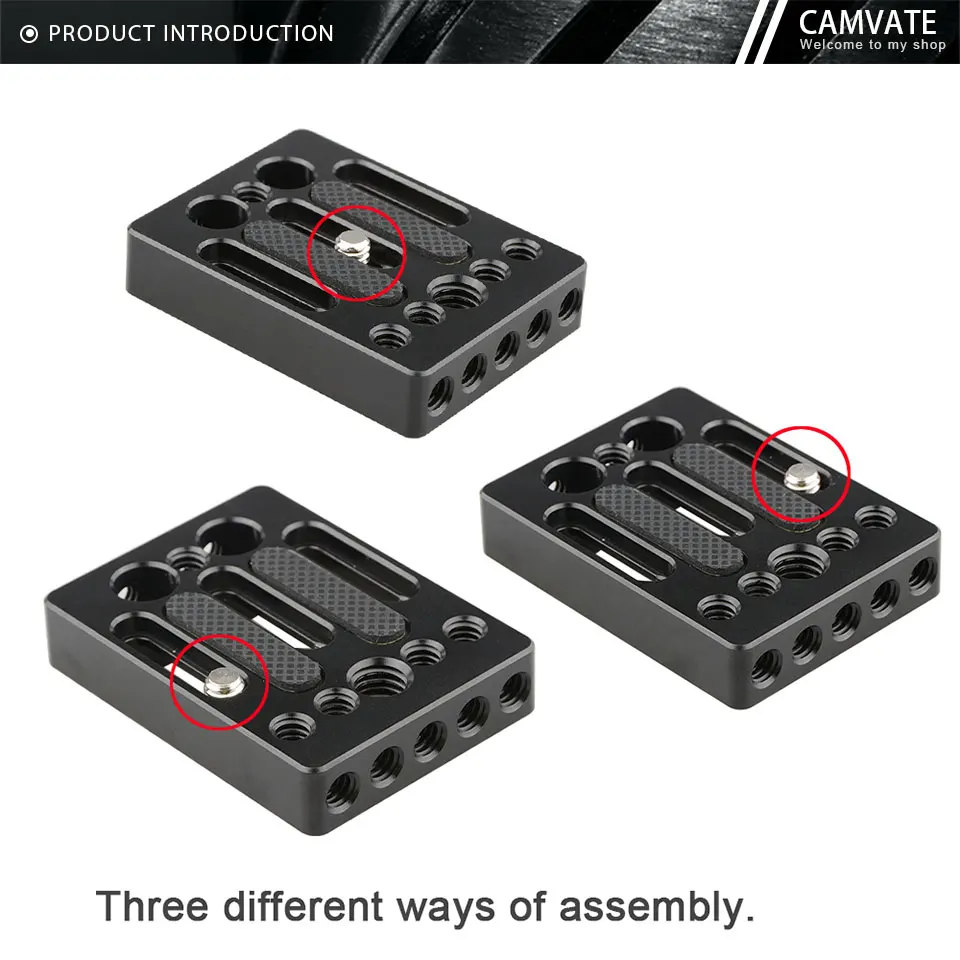 Camera Baseplate Quick Release Plate WIth 1/4"-20 & 3/8"-16 Threaded Holes For C