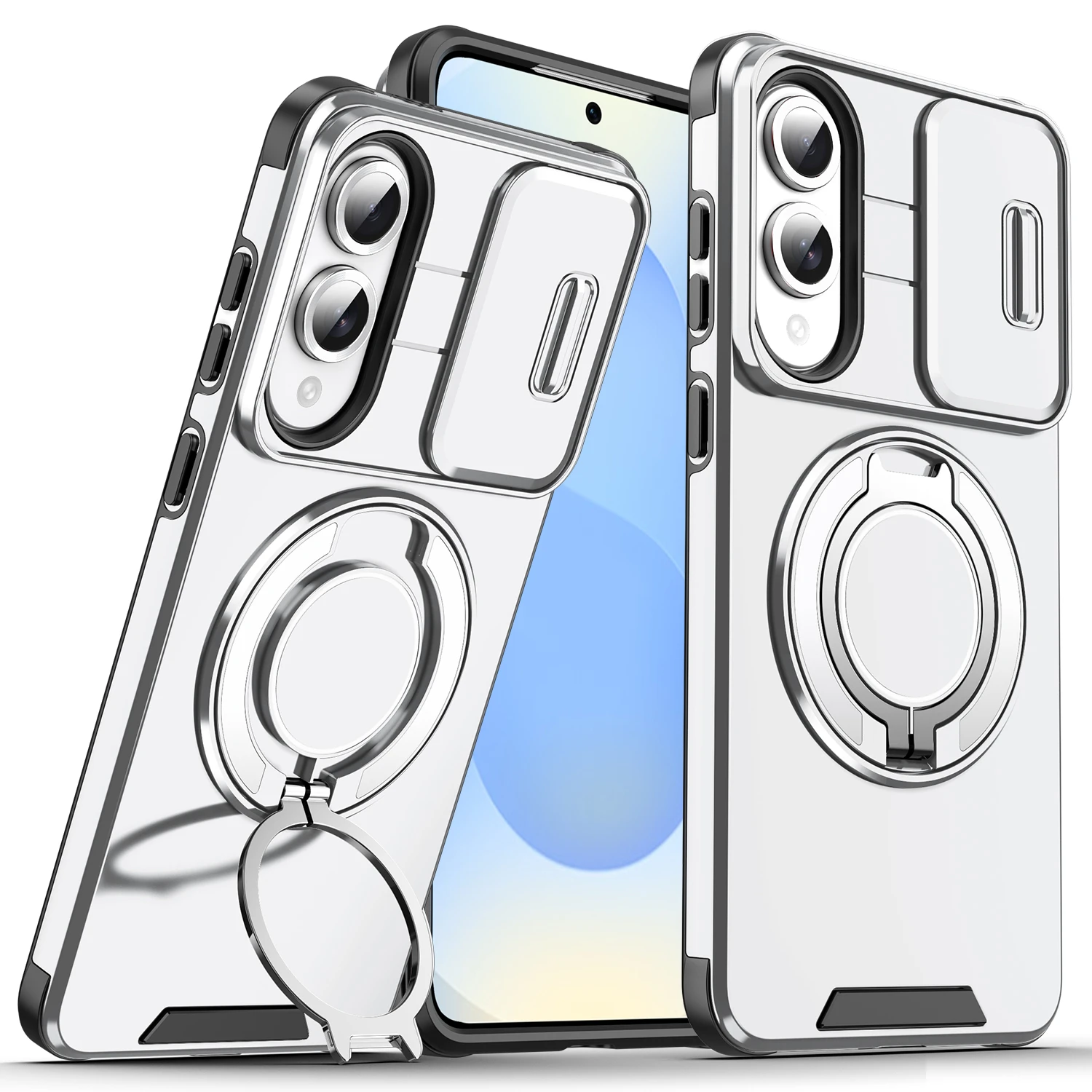 Heavy Duty Shockproof Armor Case with Slide Camera Lens Cover, Built-in Stand & Magnetic Car Mount