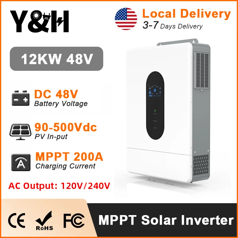 Y&H 12KW Hybrid Solar Inverter 48V Split Phase 120V/240V Parallel ...