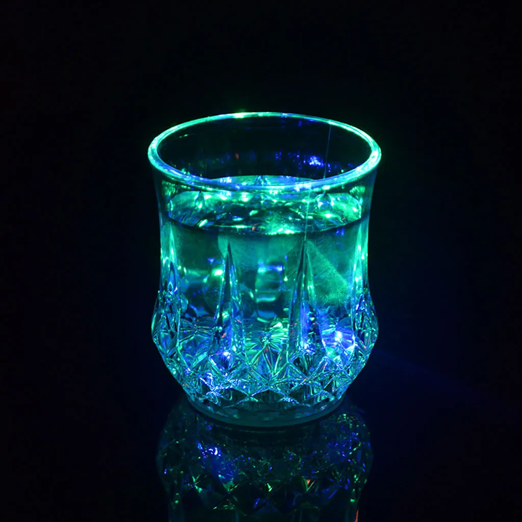 Glass Cup LED Luminous Beer Mug Flash Drinking Cup Induction Flashing Wine Glass Whiskey Glass Drinkware Bar Club Birthday Party Supplies