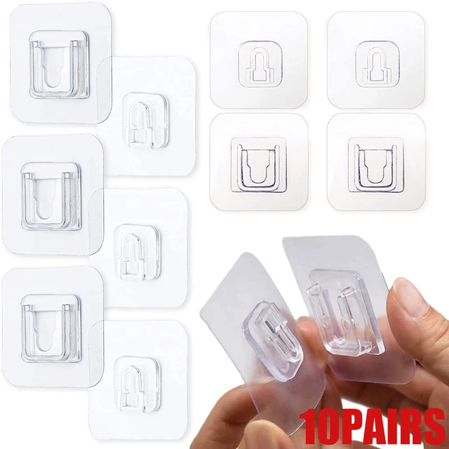 Ganchos de pared adhesivos de doble cara, colgadores de Pegatinas  transparentes fuertes, soporte de almacenamiento, organizador de cocina y  baño