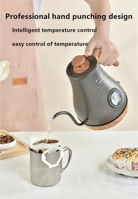 220v/110v Electric Kettle Gooseneck Coffee Pot 1l Slender Spout